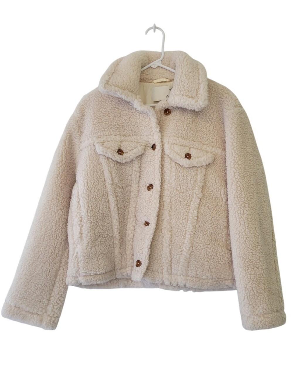 Wilfred Free Aritzia Cream Teddy Sherpa Cozy Long Sleeve Button Down Jacket S